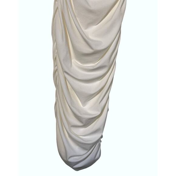 Nookie Riley Ring Midi Dress Ivory Sleeveless Lined Zip Back Ruched NWT Small - Picture 5 of 16